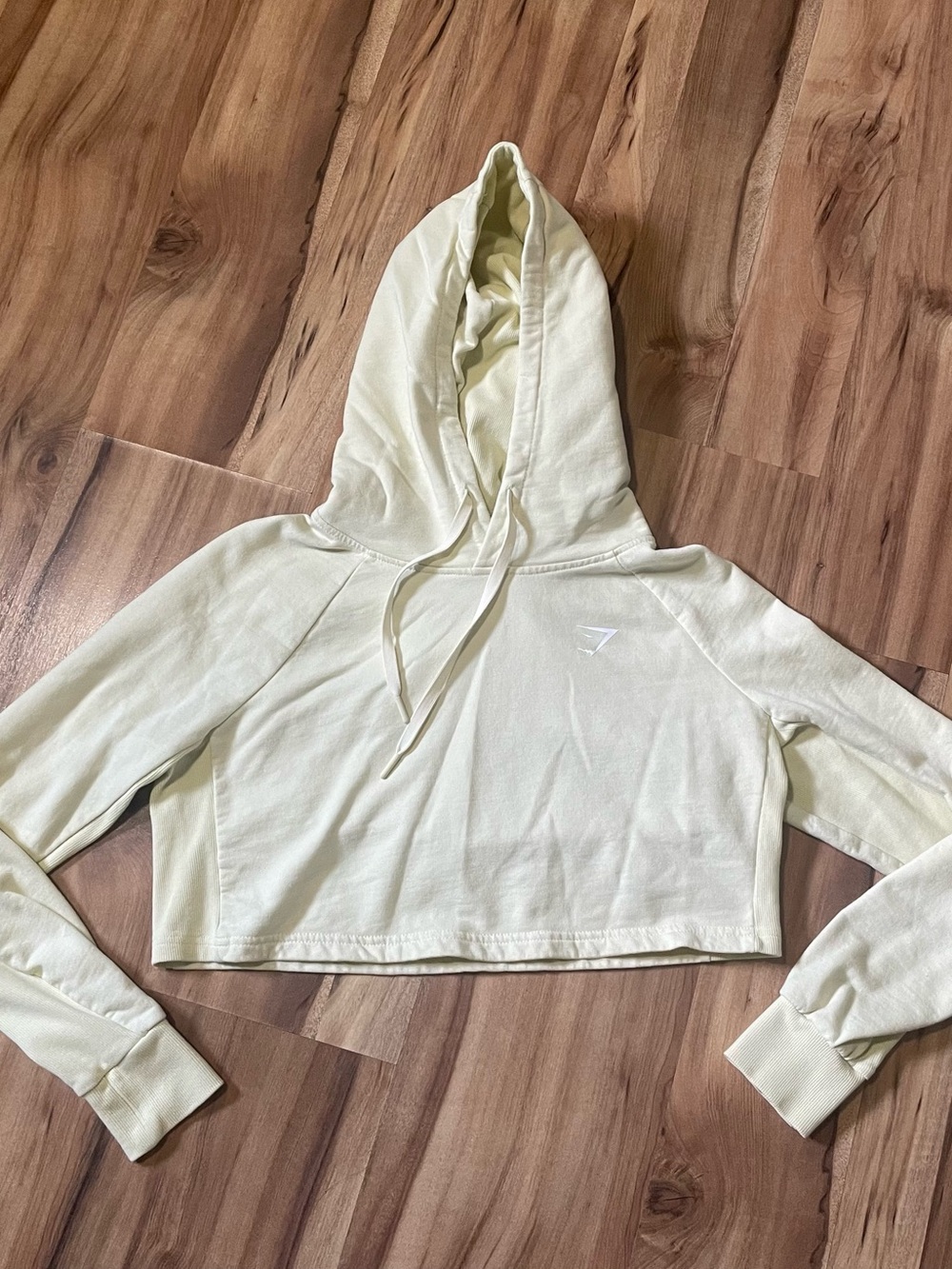 Gymshark Training Cropped Hoodie Light Yellow Pastel Size Small Pullover